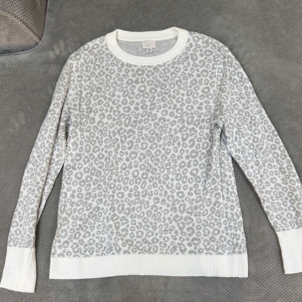 Target White and Gray Animal Print Sweater